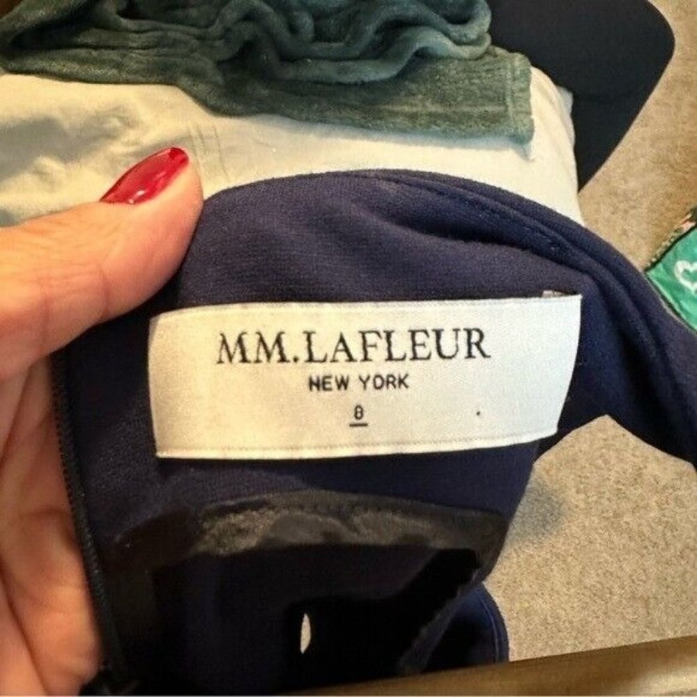 MM LaFleur Lydia Shift Dress Twist Strap Navy Midnight Indigo Women’s Size 0 - Picture 9 of 13